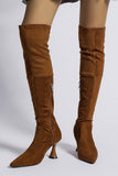 IFOMT New Fashion Spring Outfit Suede Pointed Toe Patchwork Stretchy Over the Knee Boots