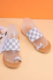 IFOMT New Fashion Spring Outfit Checked Slip-on Flat Sandals