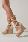 IFOMT New Fashion Spring Outfit Espadrille Platform Lace-Up Heel Sandals