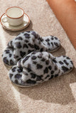 IFOMT New Fashion Spring Outfit Leopard Print Cross Strap Fuzzy Slippers