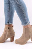 IFOMT New Fashion Spring Outfit Frosted Round Toe Chunky Heel Ankle Boots