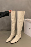 IFOMT New Fashion Spring Outfit Solid Color Pointed-toe Stacked Knee High Boots