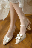 IFOMT New Fashion Spring Outfit Pearl Flower Pointed-Toe Pumps