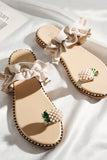 IFOMT New Fashion Spring Outfit Pineapple Pattern Toe Ring Frill Hem Flip-flop Sandals