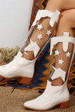 IFOMT New Fashion Spring Outfit Pointed Toe Stitching Star Graphic Chunky Heel Boots