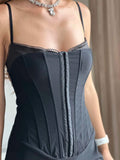 IFOMT Birthday Dress for Women Fall Outfits Going Out Streetwear Chic Classy Spaghetti Strap Y2k Corset Black Party Dresses