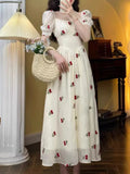 IFOMT Summer Women Fashion New Elegant Floral Dress Vintage Casual Chic A-Line Party Birthday Clothes Female Prom Vestidos Long Robe