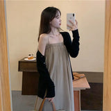 IFOMT Condole belt dress early autumn the new tender wind small temperament that wipe a bosom skirt dress thin small coat suits emo