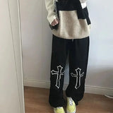 Ifomt Black Vintage Women's Sweatpants Fleeced Y2k Harajuku Casual Brushed Pants Korean Streetwear Fashion Baggy Trousers Winter