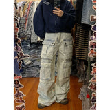 Ifomt Y2k Grunge Cargo Jeans Women Oversized Korean Streetwear Baddies Denim Pants Baggy Vintage Pockets Trousers 90s Aesthetic