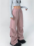 Ifomt Y2k Pink Parachute Pants Women Streetwear Causal Loose Hip Hop Wide Leg Sweatpants Harajuku High Waist Sports Trousers