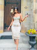 IFOMT Elegant Summer Spaghetti Strap Bodycon Dress Sexy Floral Printing Birthday Party Dresses Midi Women Dress 2024