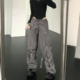 Ifomt Y2k Gothic Punk Cargo Pants Women Gray Patchwork Streetwear Baddies Baggy Trousers Pocket Korean Fashion Techwear Hippie