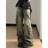 Ifomt  Y2K Gothic Cargo Jeans for Women Grunge Streetwear Baddies Baggy Denim Pants Punk Vintage Korean Fashion Trousers Gyaru