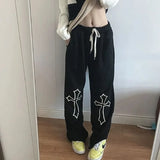 Ifomt Black Vintage Women's Sweatpants Fleeced Y2k Harajuku Casual Brushed Pants Korean Streetwear Fashion Baggy Trousers Winter