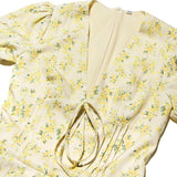 IFOMT 2024 New Short Sleeve V Neck Vintage Print Dress Pleated Ball Gown Summer Mini Dress Casual Women Short Holiday Dresses Vestidos