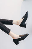 IFOMT New Fashion Spring Outfit Square Toe Chunky Heel Loafers