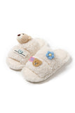IFOMT New Fashion Spring Outfit Cute Bear Flower Slip-on Fuzzy Slippers
