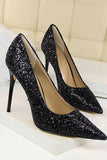 IFOMT New Fashion Spring Outfit Pointed Toe Sequined High Heels