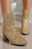 IFOMT New Fashion Spring Outfit Sequined Block Heels Ankle Heels