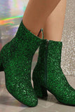IFOMT New Fashion Spring Outfit Sequined Block Heels Ankle Heels
