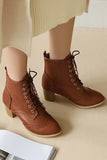 IFOMT New Fashion Spring Outfit Pointed Toe Lace Up Cutout Ankle Boots