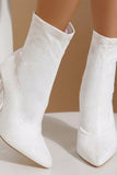 IFOMT New Fashion Spring Outfit Crystal Heel Stretch Mid Calf Skinny Boots
