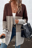 IFOMT 2024 New Woman Style sweater Cardigans Color Contrast Long Open Front Cardigan