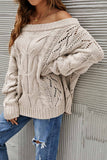 IFOMT 2024 New Woman Style sweater Cardigans Drop Shoulder Hollow Out Cable Knit Sweater