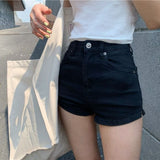 Ifomt High Waist Clothing Korean Vintage Hot Summer Wide Leg Fashion Short Pants Women's Elastic Sexy Casual Jean Denim Shorts Female
