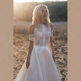 IFOMT Boho Beach Wedding Dress 2024 Off The Shoulder V-Neck Appliqued Bride Dresses A Line Elegant Lace Bridal Gowns Bohemian