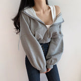 Ifomt Short Hoodies Women Solid Sweatshirt Tracksuit Long Sleeve Female Crop Top 2022 Fashion Korean Clothing Harajuku