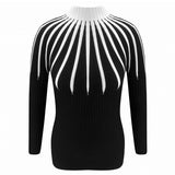 2021 Autumn Winter Basic Turtleneck Knitting Long Sleeve Sweaters Women's Stripe Pullovers Fashion  Minimalist Cheap Tops