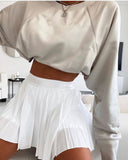 2022 Ifomt New Women's Pleated Half-Dress High-Waist Skirt Female Hot Fashion Casual Party Girl Short Summer Clothes Ladies Pure Color