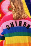 IFOMT 2024 New Woman Style sweater Cardigans Rainbow Contrast Knit Cardigan