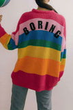 IFOMT 2024 New Woman Style sweater Cardigans Rainbow Contrast Knit Cardigan