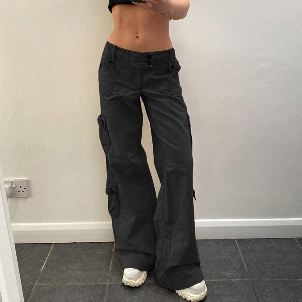  Fjnbbiot Women Cargo Pants Loose Harajuku Big Pockets Female  Pant Fashion Straight Wide Leg Hip Hop Trousers Black M: Clothing, Shoes &  Jewelry