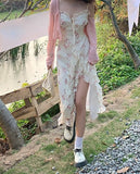 Ifomt 2024 Summer Floral Sleeveless Midi Dresses Women Designer Vintage Dress Female One Piece Elegant Dress Korean Fashion
