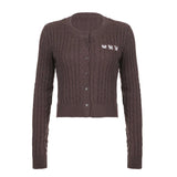 IFOMT 2024 Fashion Woman tops y2k style Vintage Cardigan  Butterfly Embroidery Knit Sweater