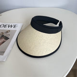 Ifomt Summer Women Travel Leisure Cap Topless Visor Caps Holiday Beach Sun Protection Hat Female Large Brim Straw Hat