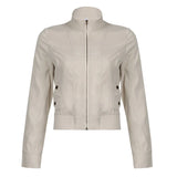 IFOMT 2024 Fashion Woman tops y2k style Retro Stitched Zip-Up Pockets Jacket Coat