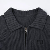 IFOMT 2024 Fashion Woman tops y2k style Casual Dark Gray Zip Up Knitted Sweater