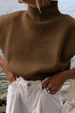 IFOMT 2024 New Woman Style sweater Cardigans Solid Mock Neck Sleeveless Sweater