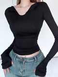 IFOMT 2024 Fashion Woman tops y2k style Casual Fitness Long Sleeve Crop Top
