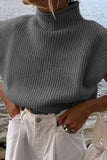 IFOMT 2024 New Woman Style sweater Cardigans Solid Mock Neck Sleeveless Sweater
