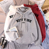 Ifomt Oversized Hoodies Women's Sweatshirts NEW YORK Printing Hooded Female 2022 Thicken Warm Hoodies Lady Autumn Pullovers Tops
