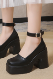 IFOMT Thick sole heightening buckle strap thick heel high heels