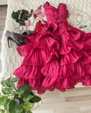 Ifomt Customized  Fashion V-neck Ball Gown Quinceanera Layered  Flowers Chiffon Occasion Evening   vestidos de graduación