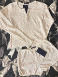 Ifomt Sweet Waffle Long Sleeve T-shirt Short Pajama Set Women New Buttons Tees+Lace Trim Short Pants Casual Floral Home 2 Piece Sets