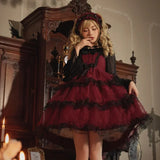 Ifomt Love Organza ~ Sweet Lolita JSK Dress Tiered Cute Mini Party Dress Gothic Y2k Pink Princess Dresses